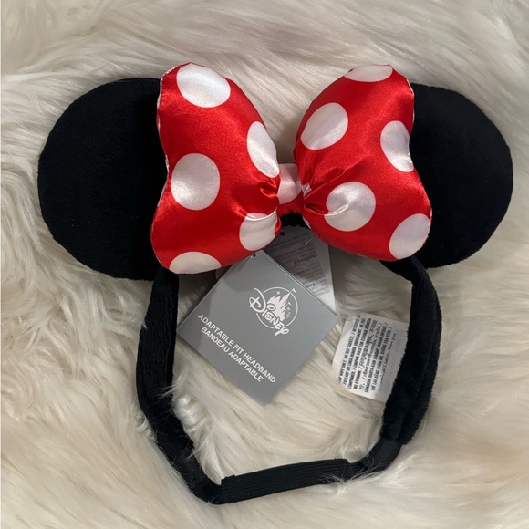 Disney Parks Minnie Mouse Red White Polka Bow Adjustable Ears Headband NEW - Picture 2 of 5